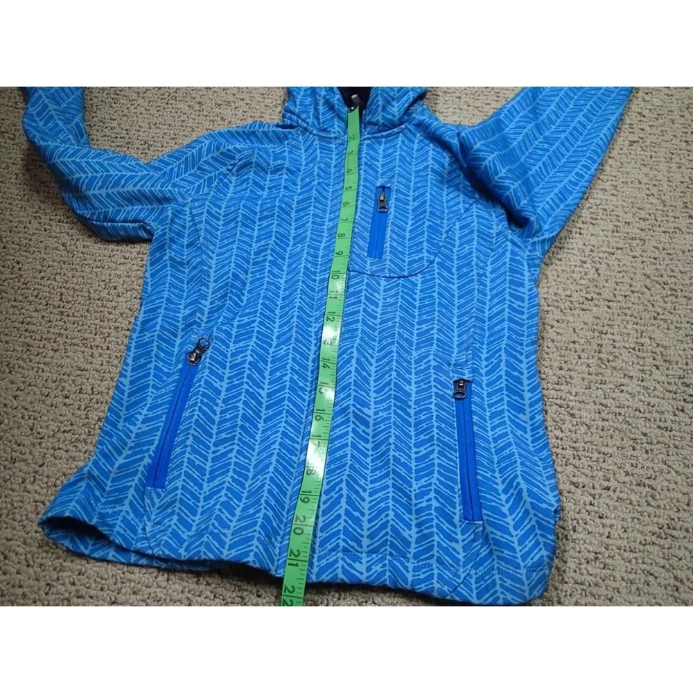 Lands End Softshell Jacket Girls Medium‎ 10/12 Blue Excellent Sherpa Hood Fleece